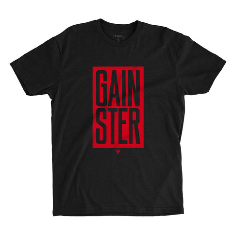 Stacked GAINSTER Block T-shirt – Black with Red Print