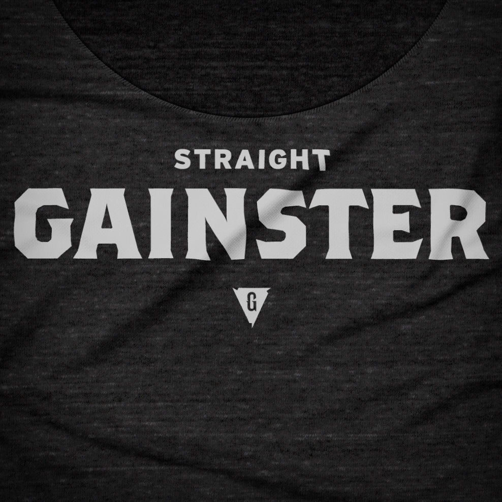 Women's Straight GAINSTER Tank Top - Black with Light Gray Print