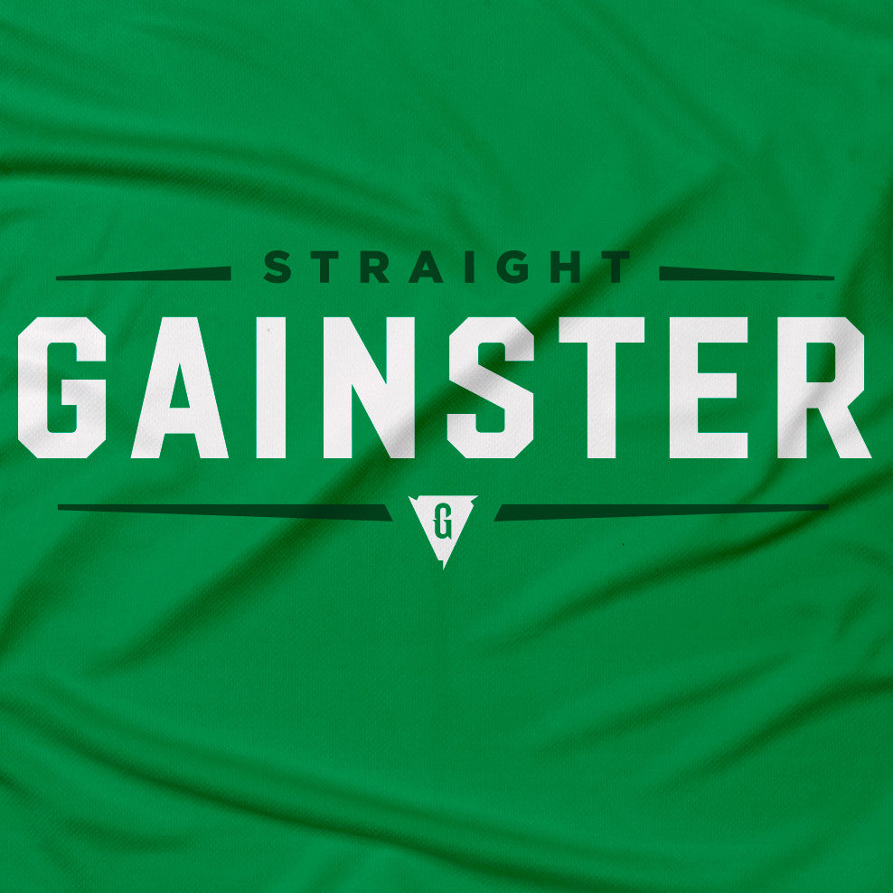Women's Straight GAINSTER Tee - Kelly green premium fitted crew with white and green print