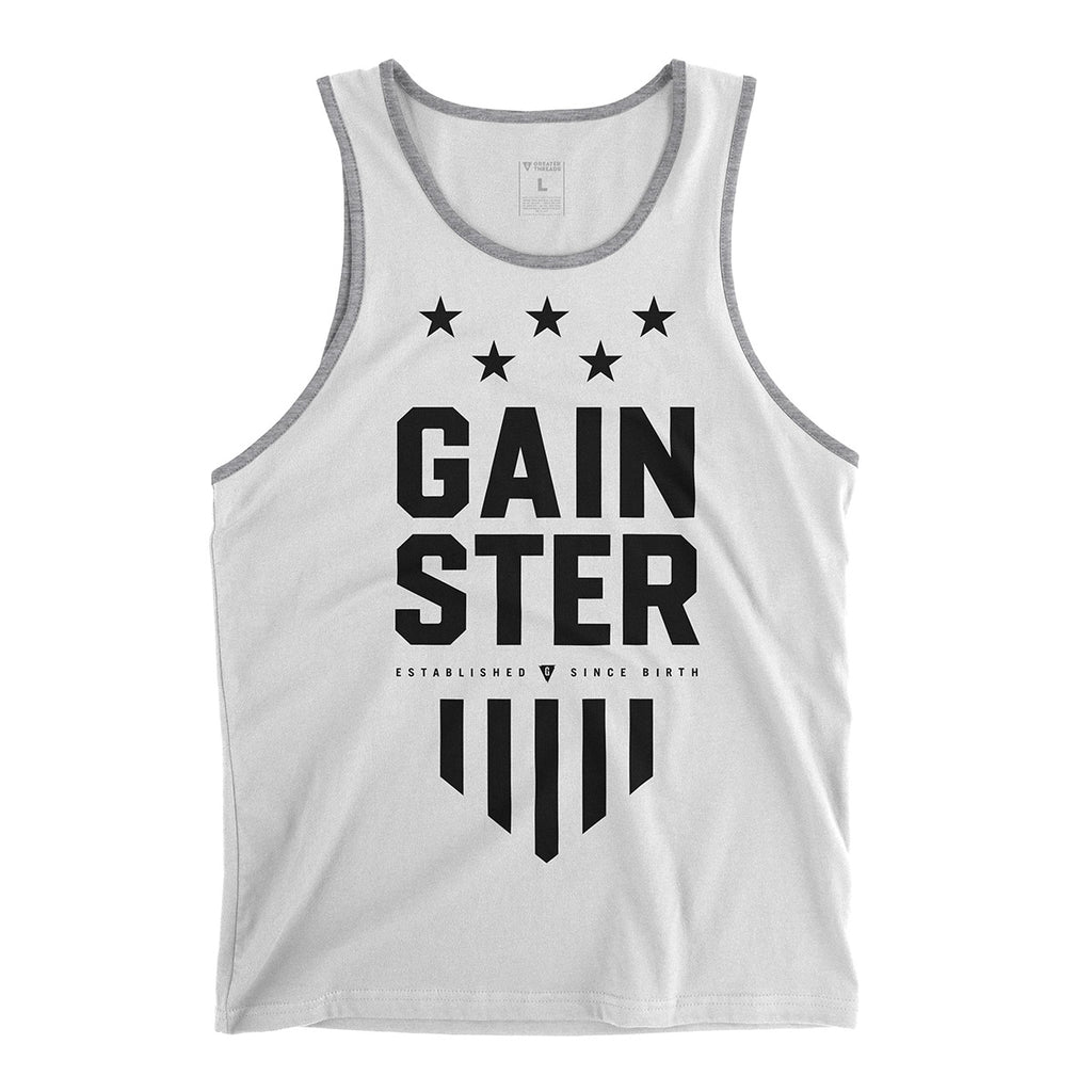 GAINSTER Stars and Stripes Tank Top - White premium fitted tank with black print