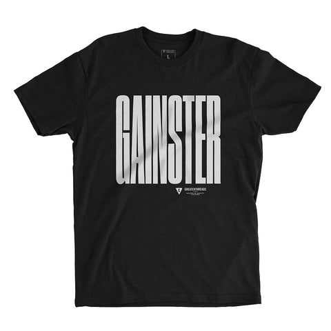 GAINSTER Compressed T-shirt – Black with White Print