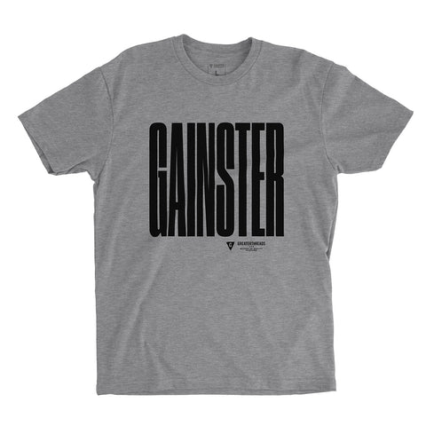 GAINSTER Compressed T-shirt – Heather Gray with Black Print