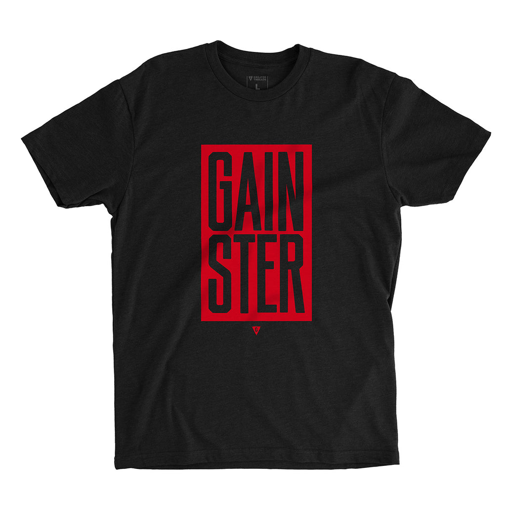 Stacked GAINSTER Block T-shirt – Black with Red Print