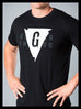 Greater Threads Logo Shirt – Black premium fitted crew with light gray logo print.