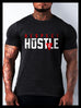 Respect the Hustle T-shirt – Black premium fitted crew with red and white print.