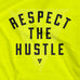 Women's Respect the Hustle Tee - Neon yellow premium fitted crew with black print and white logo print