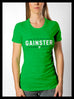 Women's Straight GAINSTER Tee - Kelly green premium fitted crew with white and green print